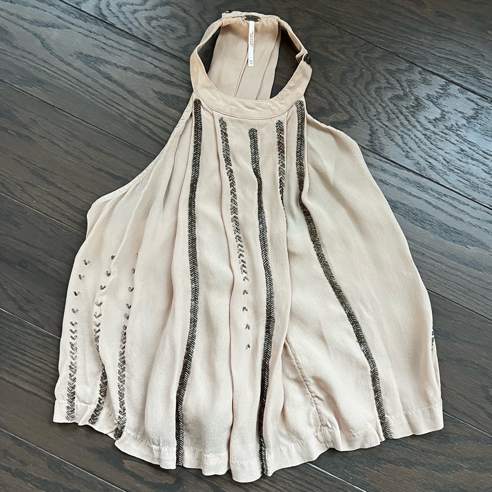 Free People Beaded High Neck Tank